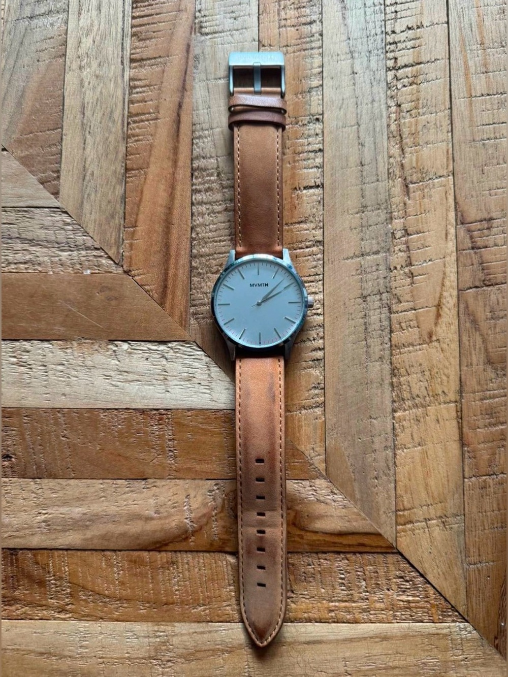 MVMT Men's Watch with Tan Leather Strap and Silver Dial